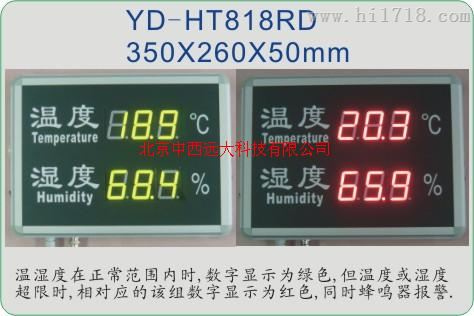 双色报警温湿度显示屏/工业用温湿度报警器 型号:ZX7M-YD-HT818J库号：M401344