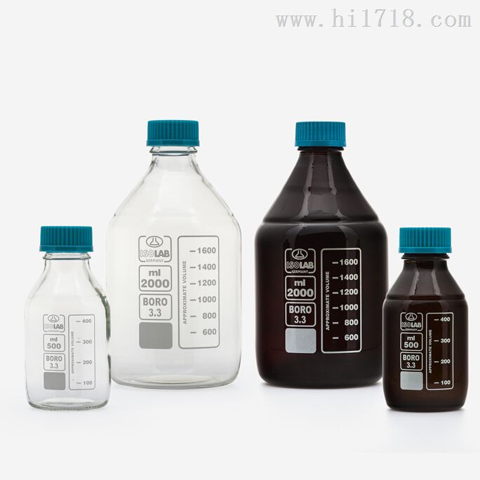 ISOLAB 进口透明/棕色玻璃蓝盖瓶