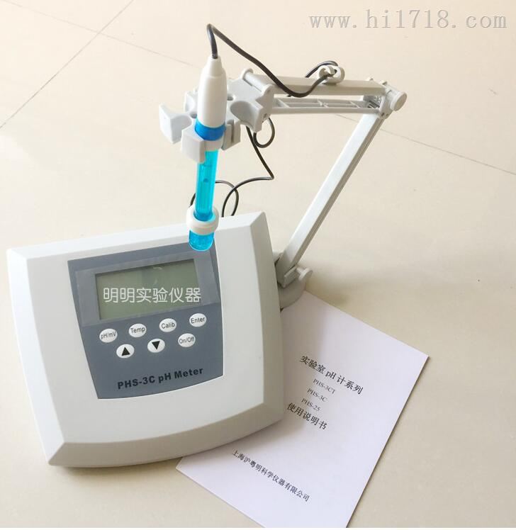PHS-3C精密数显酸度计 上海沪粤明酸示台式酸度仪1-14/0.01