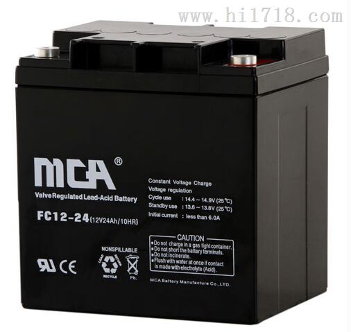 MCA锐牌蓄电池FC12-24 12V24AH铅酸免维护蓄电池厂家报价