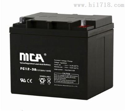 供应MCA锐牌蓄电池FC12-38 12V38AH铅酸免维护蓄电池厂家报价
