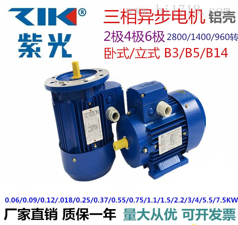 台州YS紫光电机MS7114三相异步电动机立式铝壳250W