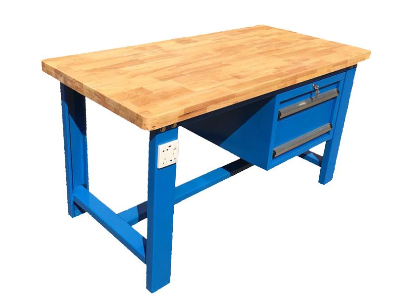 珠海-实木榉木工作台-配灯架钳工桌